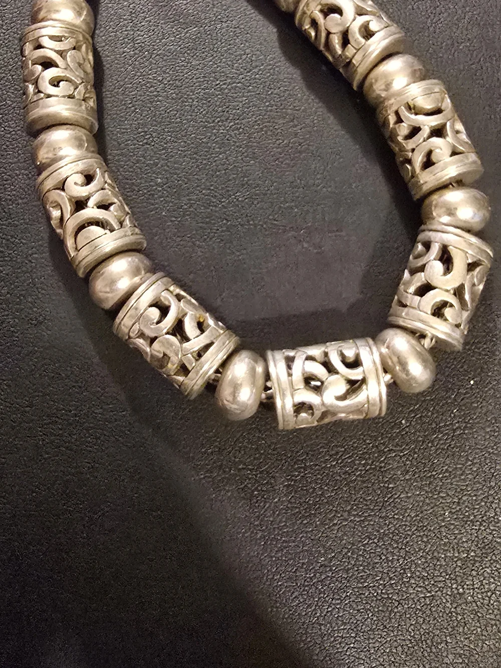 Brighton -Style Silver Filigree Bead Bracelet - Silver
